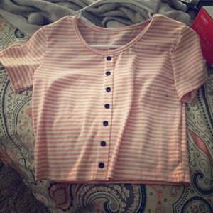 Pink and white striped shirt